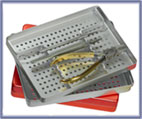 Small Red Instrument Tray Perforated 18 x 14cm