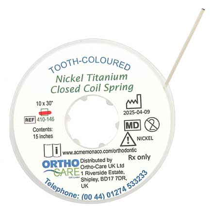 NITI Tooth Coloured Closed Coil Spring 010 x 030mm 15