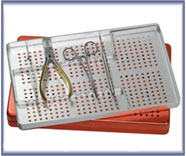 Large Red Instrument Tray Perforated 28 x 18cm