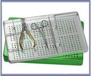 Large Green Instrument Tray Perforated 28 x 18cm