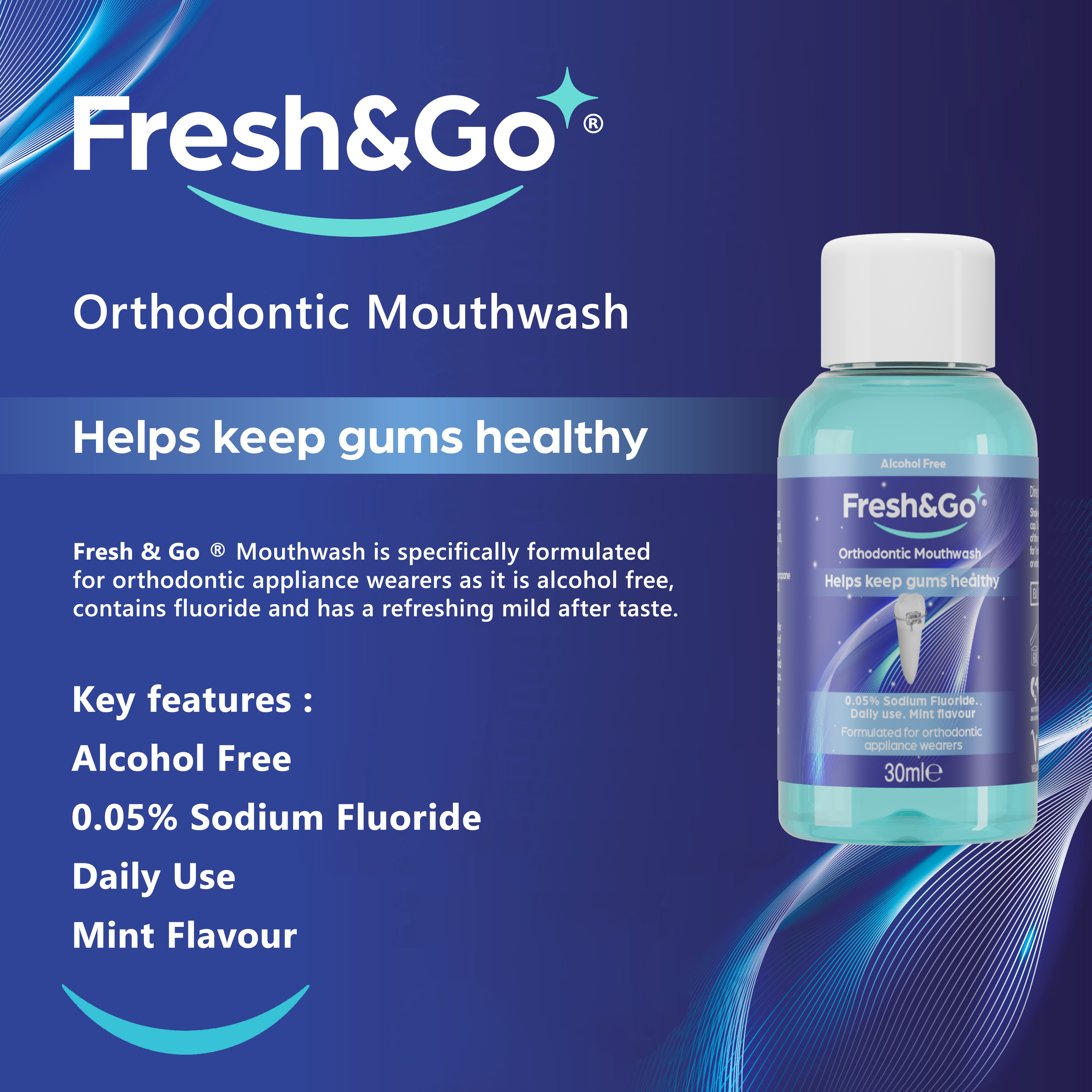 FRESH AND GO ORTHODONTIC MOUTHWASH 30ml