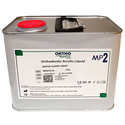 MP2 Orthodontic Cold Cure Acrylic Clear Liquid 2.5 Litre