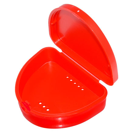 RETAINER CASE - SOLID RED - ORTHODONTIC - MOUTH GUARD - DENTAL