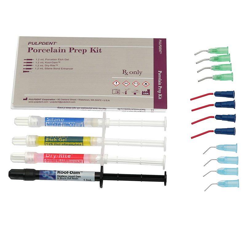 Porcelain Repair Kit: Dental Dam, ETCH, Silane, Drying Agent